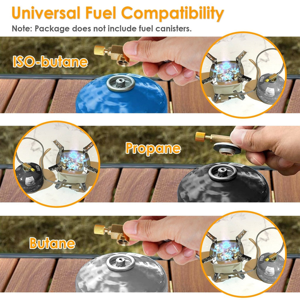 13000W Portable Windproof Camping Stove Five-head Gas Cooking Burner with Piezo Ignition Stepless Flame Control Fit For ISO-butane, Propane, Butane Fu