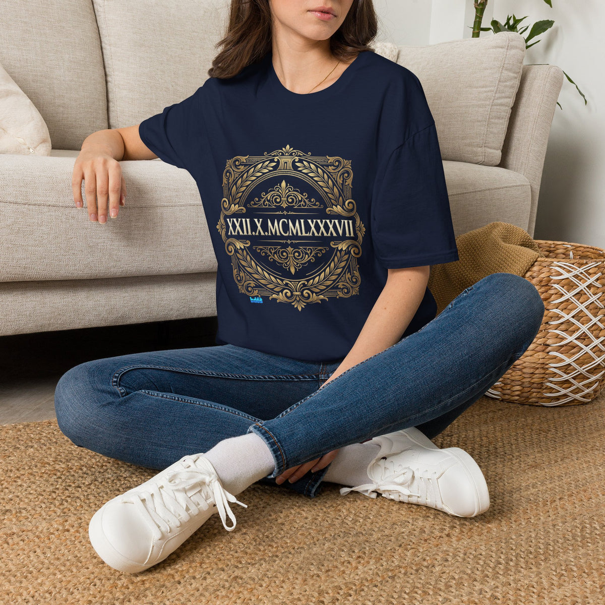 BDOS-Roman Numeral-UTShirt1 — Vintage Gold Ornate Crest "All Things" Design