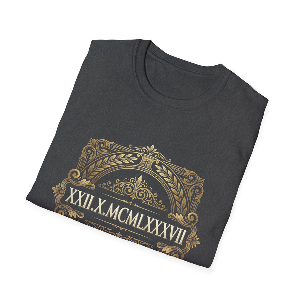 BDOS-Roman Numeral-UTShirt1 — Vintage Gold Ornate Crest "All Things" Design