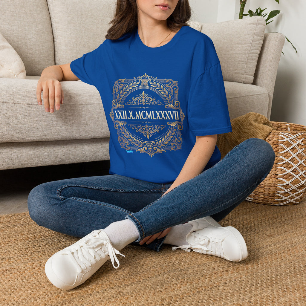 BDOS-Roman Numeral-UTShirt1 — Vintage Gold Ornate Crest "All Things" Design
