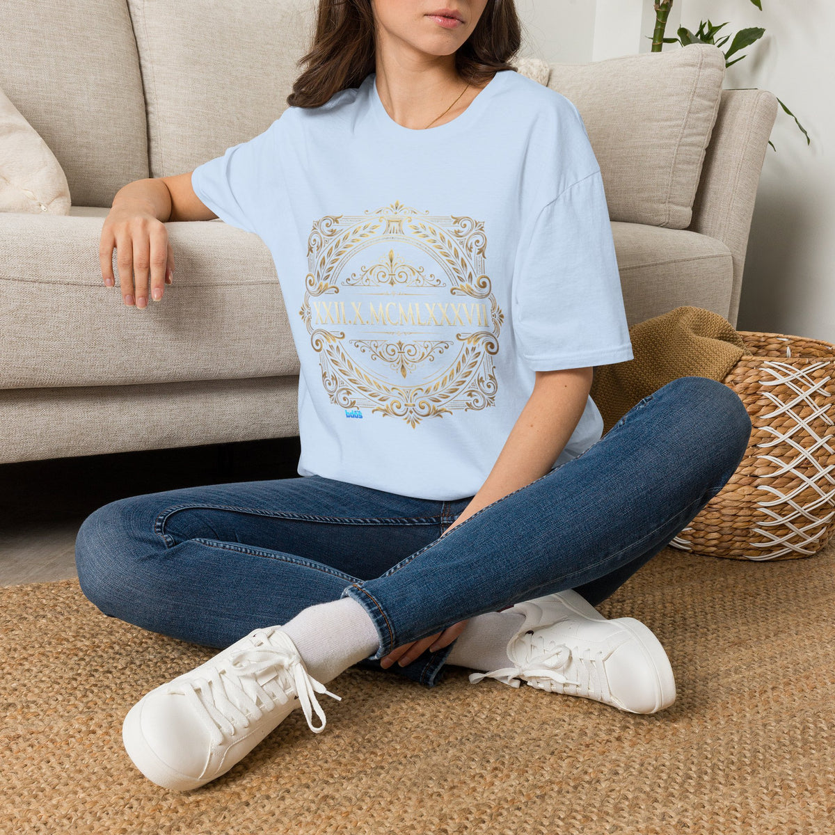 BDOS-Roman Numeral-UTShirt1 — Vintage Gold Ornate Crest "All Things" Design