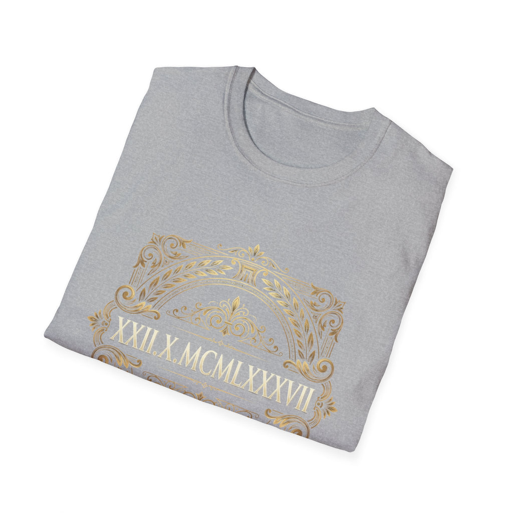 BDOS-Roman Numeral-UTShirt1 — Vintage Gold Ornate Crest "All Things" Design