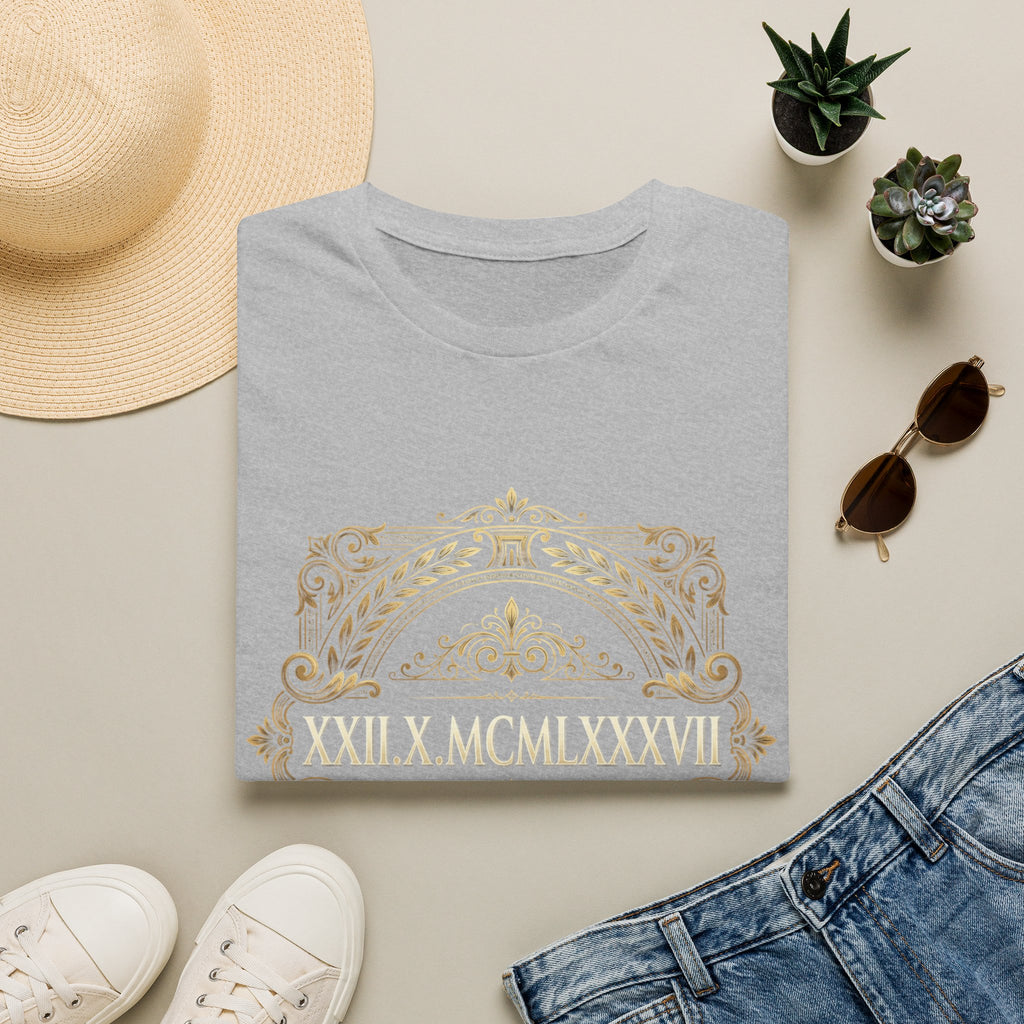 BDOS-Roman Numeral-UTShirt1 — Vintage Gold Ornate Crest "All Things" Design