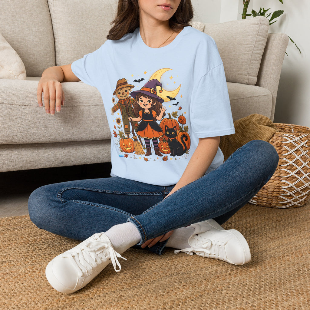 BDOS-Cute Halloween-WTShirt1 - Cute Witch, Black Cat & Pumpkin Fall Tee - Holiday Collection