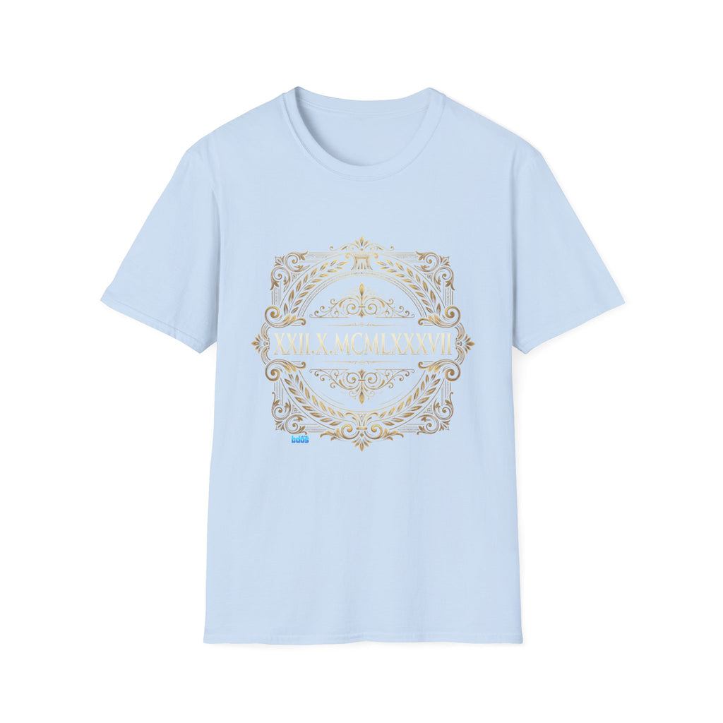 BDOS-Roman Numeral-UTShirt1 — Vintage Gold Ornate Crest "All Things" Design
