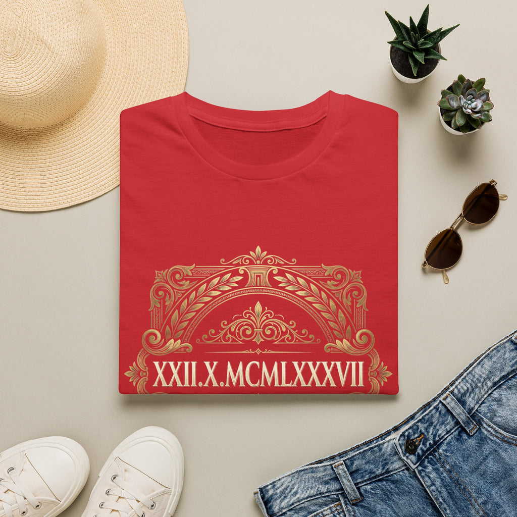 BDOS-Roman Numeral-UTShirt1 — Vintage Gold Ornate Crest "All Things" Design