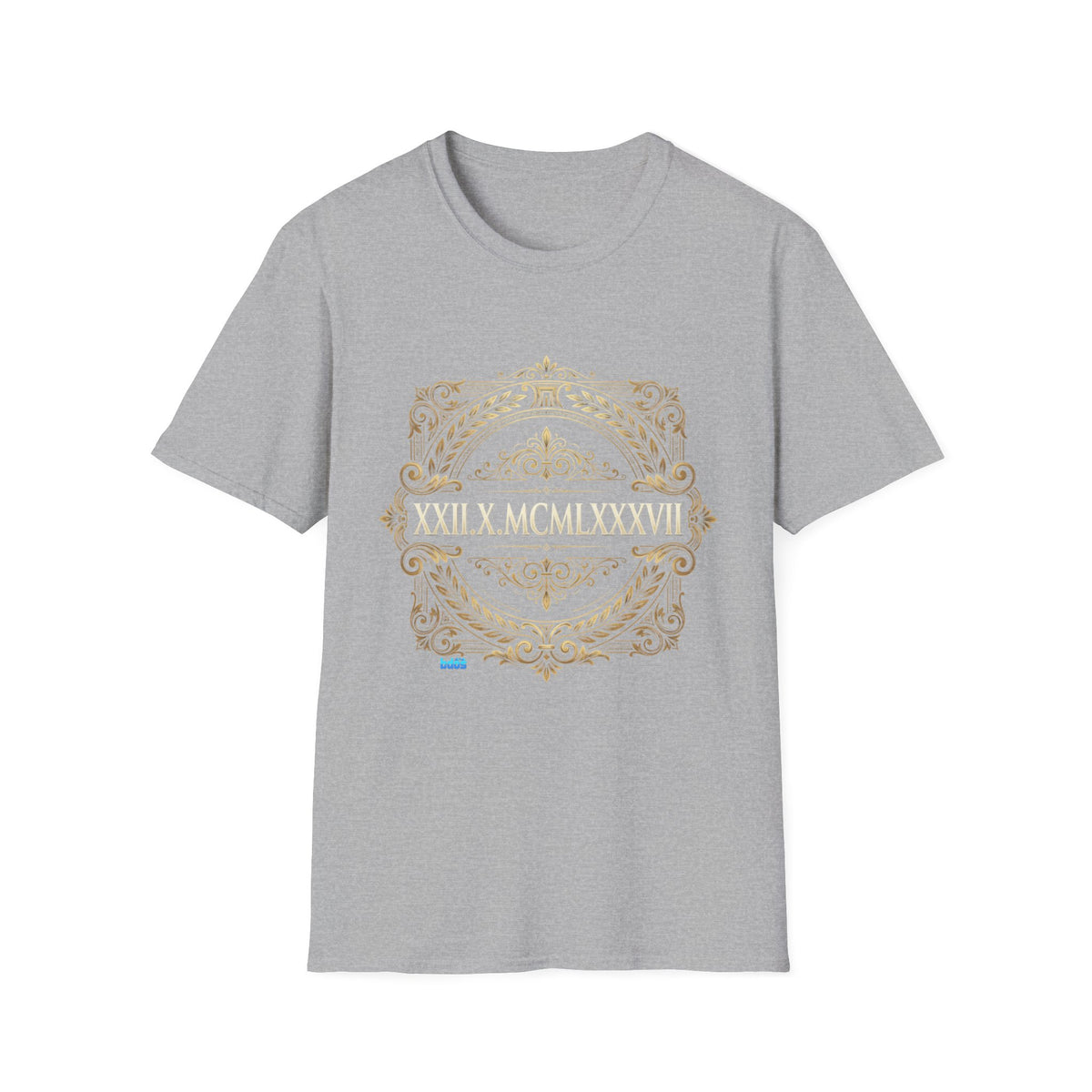 BDOS-Roman Numeral-UTShirt1 — Vintage Gold Ornate Crest "All Things" Design