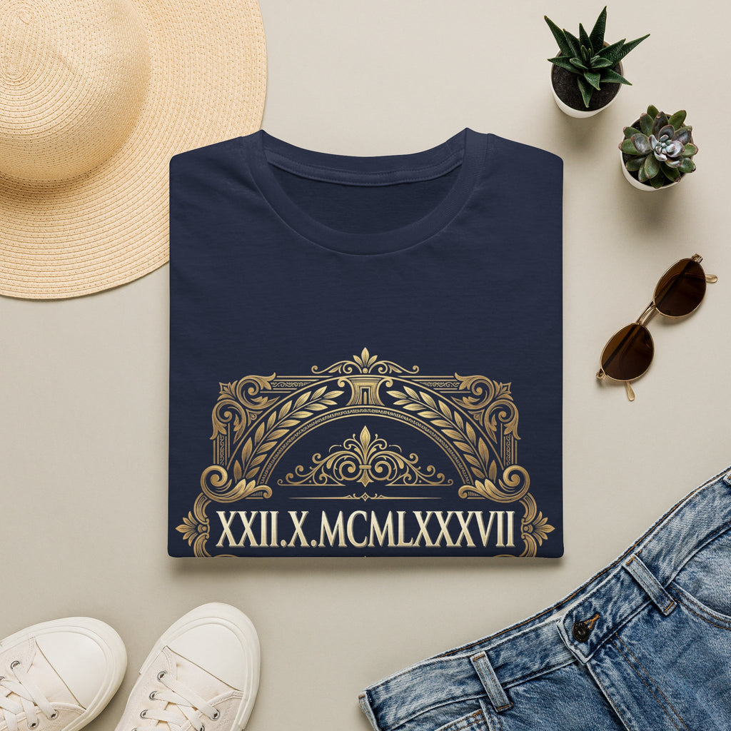 BDOS-Roman Numeral-UTShirt1 — Vintage Gold Ornate Crest "All Things" Design