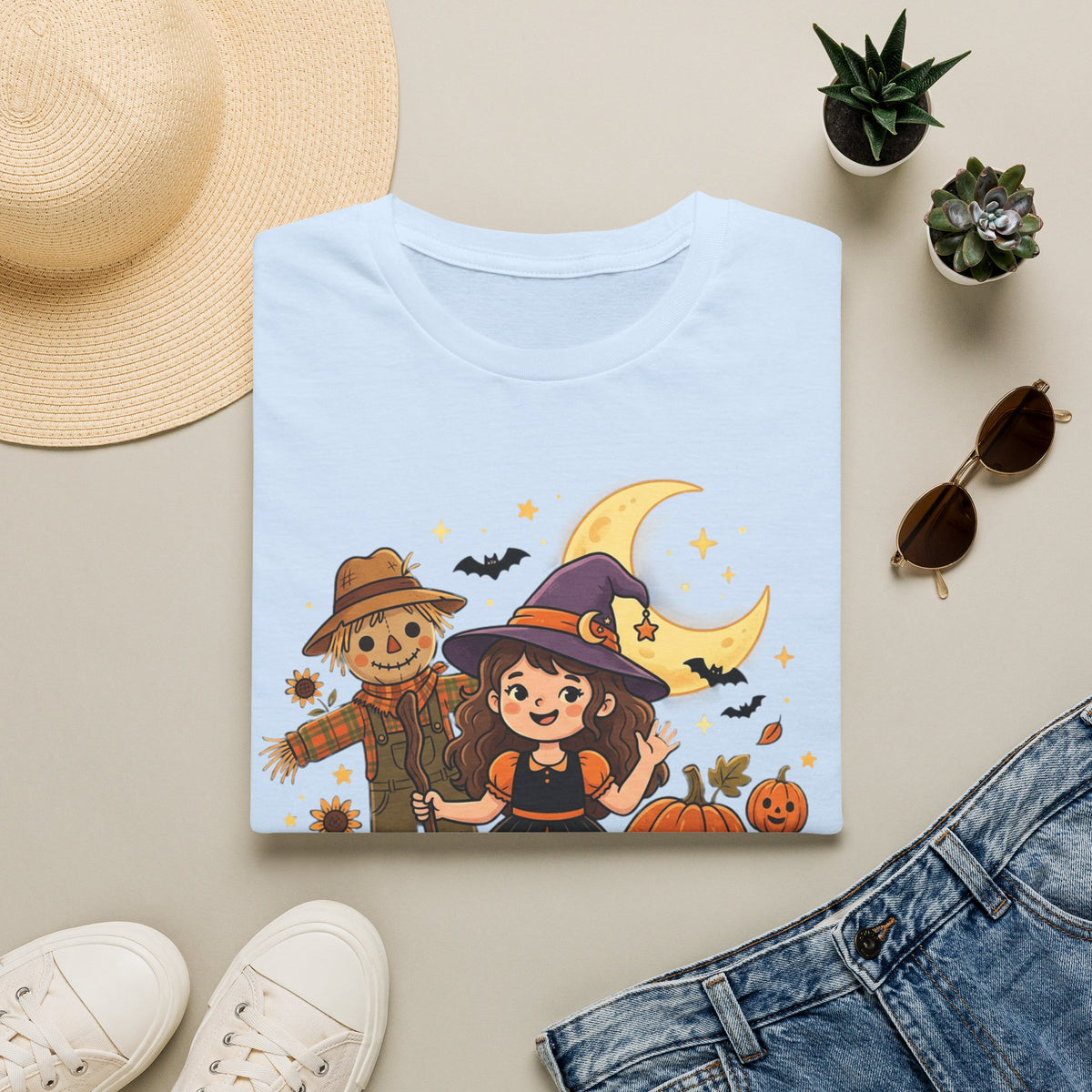 BDOS-Cute Halloween-WTShirt1 - Cute Witch, Black Cat & Pumpkin Fall Tee - Holiday Collection