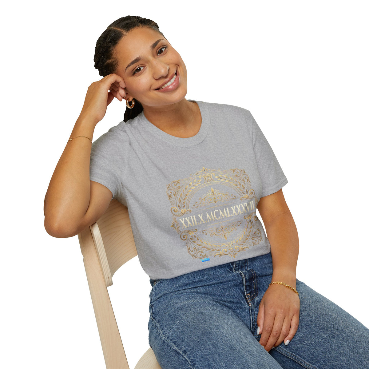 BDOS-Roman Numeral-UTShirt1 — Vintage Gold Ornate Crest "All Things" Design