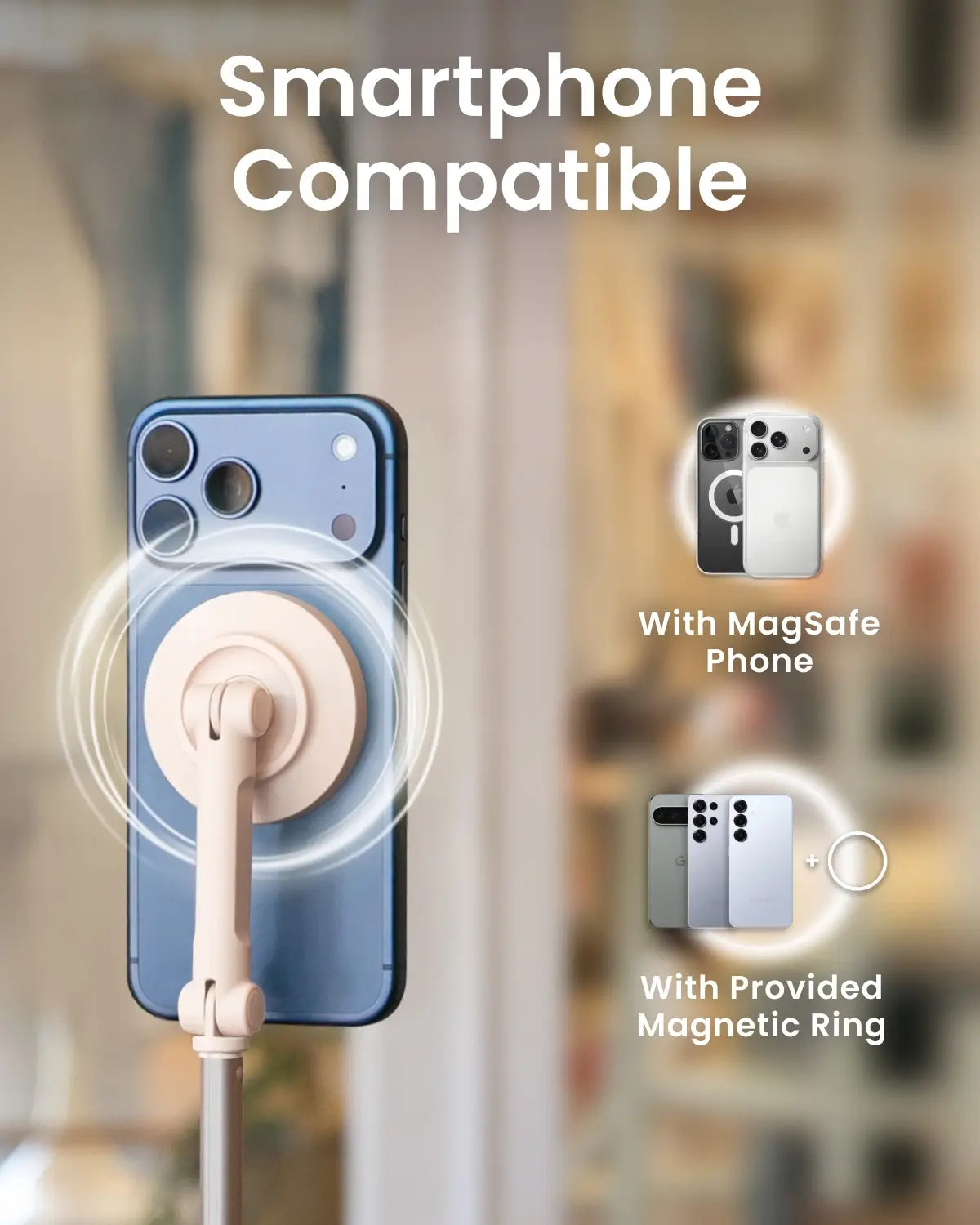JustTap™ Magnetic Phone Tripod - Ombré Peach