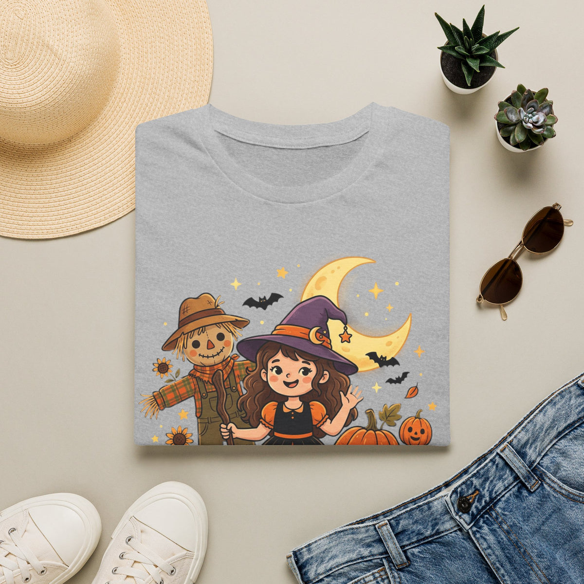 BDOS-Cute Halloween-WTShirt1 - Cute Witch, Black Cat & Pumpkin Fall Tee - Holiday Collection