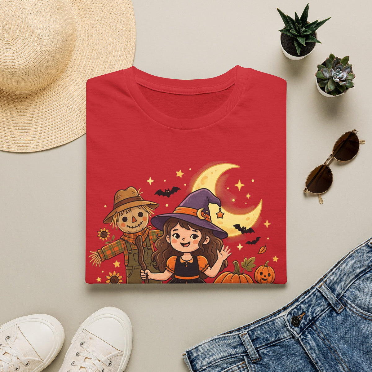 BDOS-Cute Halloween-WTShirt1 - Cute Witch, Black Cat & Pumpkin Fall Tee - Holiday Collection