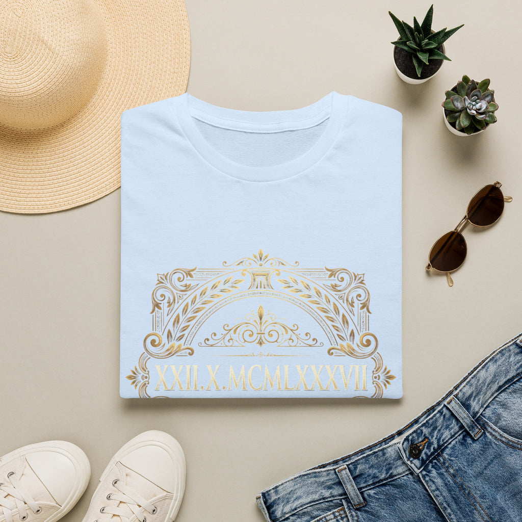 BDOS-Roman Numeral-UTShirt1 — Vintage Gold Ornate Crest "All Things" Design