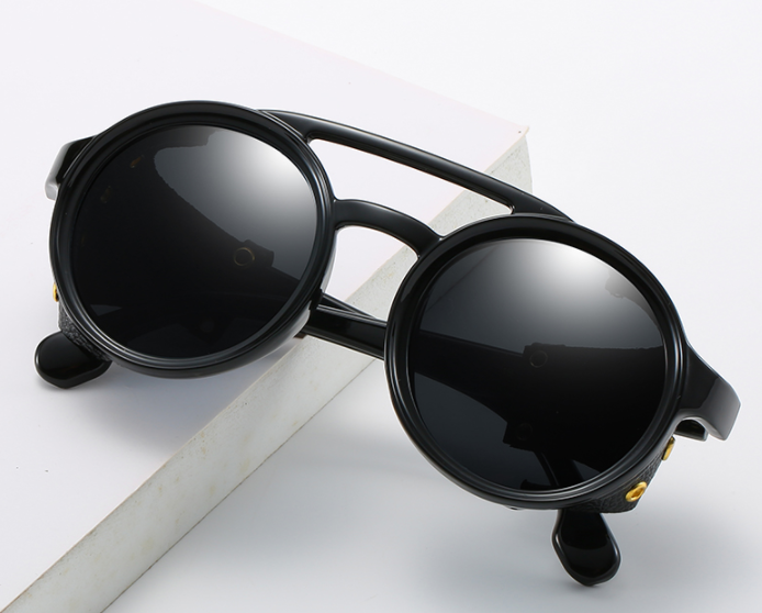 Steampunk Round Sunglasses – Vintage Retro Metal Frame UV Protection Eyewear