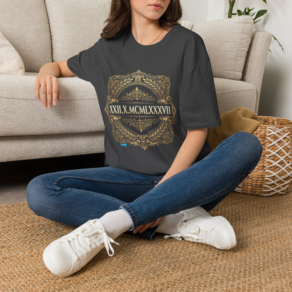 BDOS-Roman Numeral-UTShirt1 — Vintage Gold Ornate Crest "All Things" Design