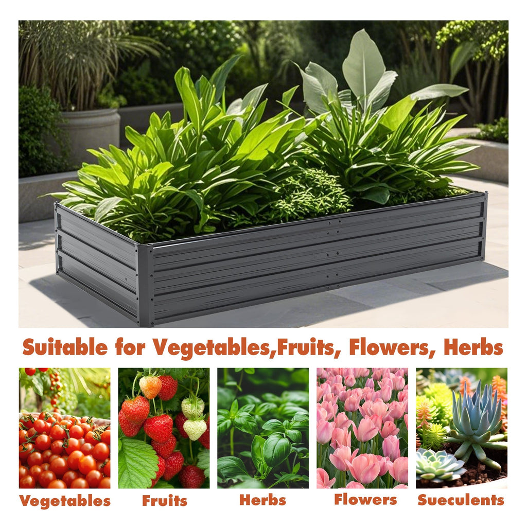 6x3x1 FT Metal Raised Garden Bed Outdoor Planter