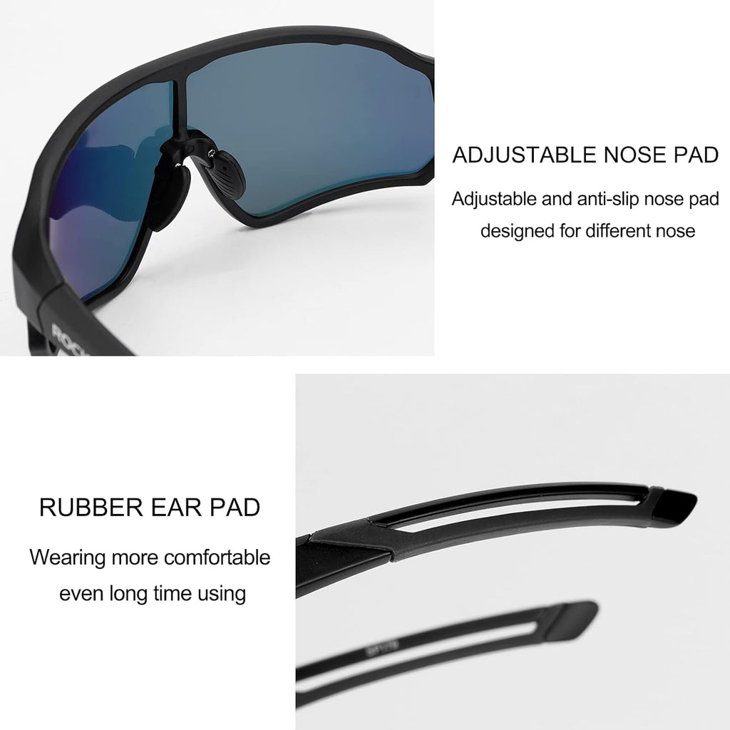 ROCKBROS Polarised Full Lens Sunglasses Cycling Bicycle Glasses Outdoor Sports Eyewear UV400