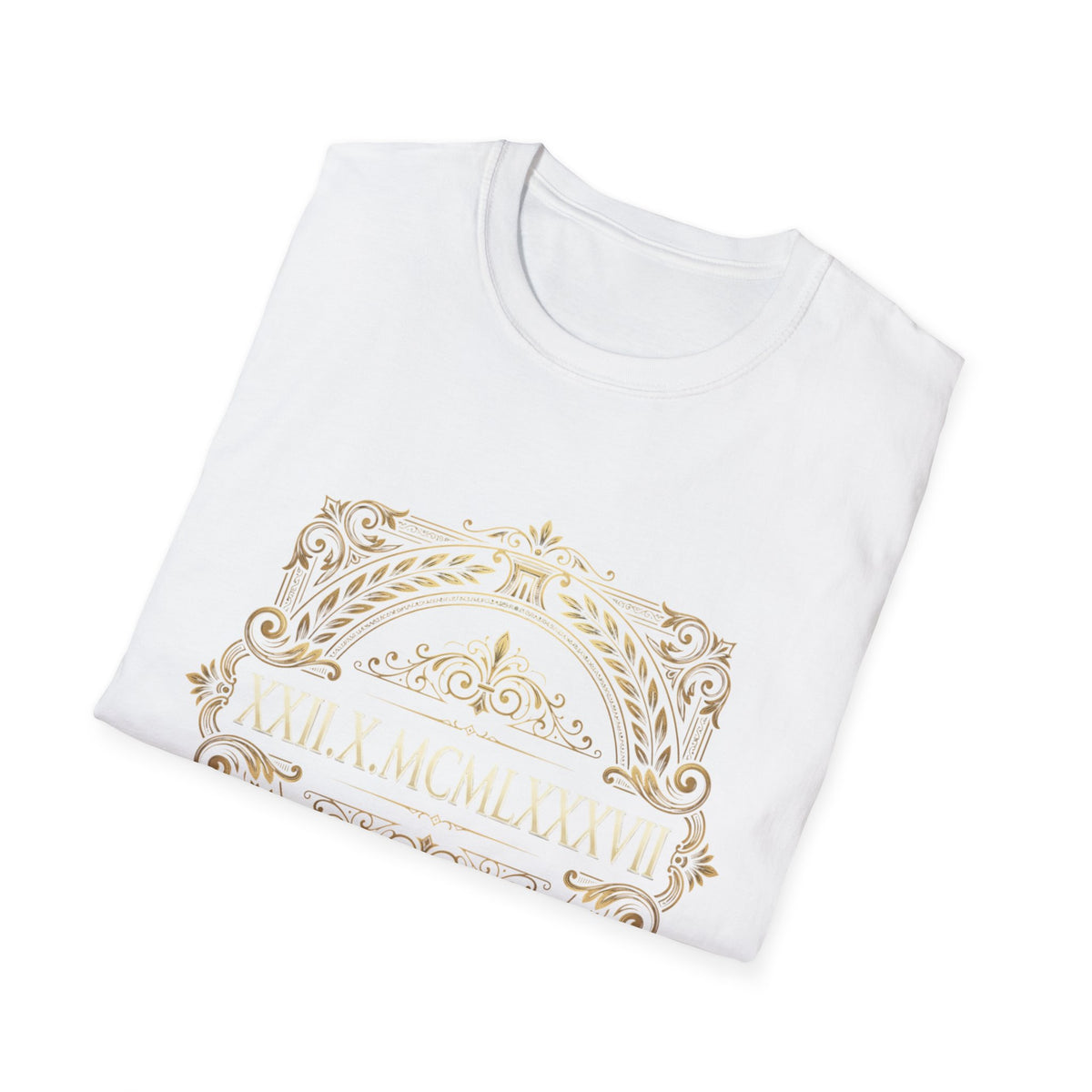 BDOS-Roman Numeral-UTShirt1 — Vintage Gold Ornate Crest "All Things" Design