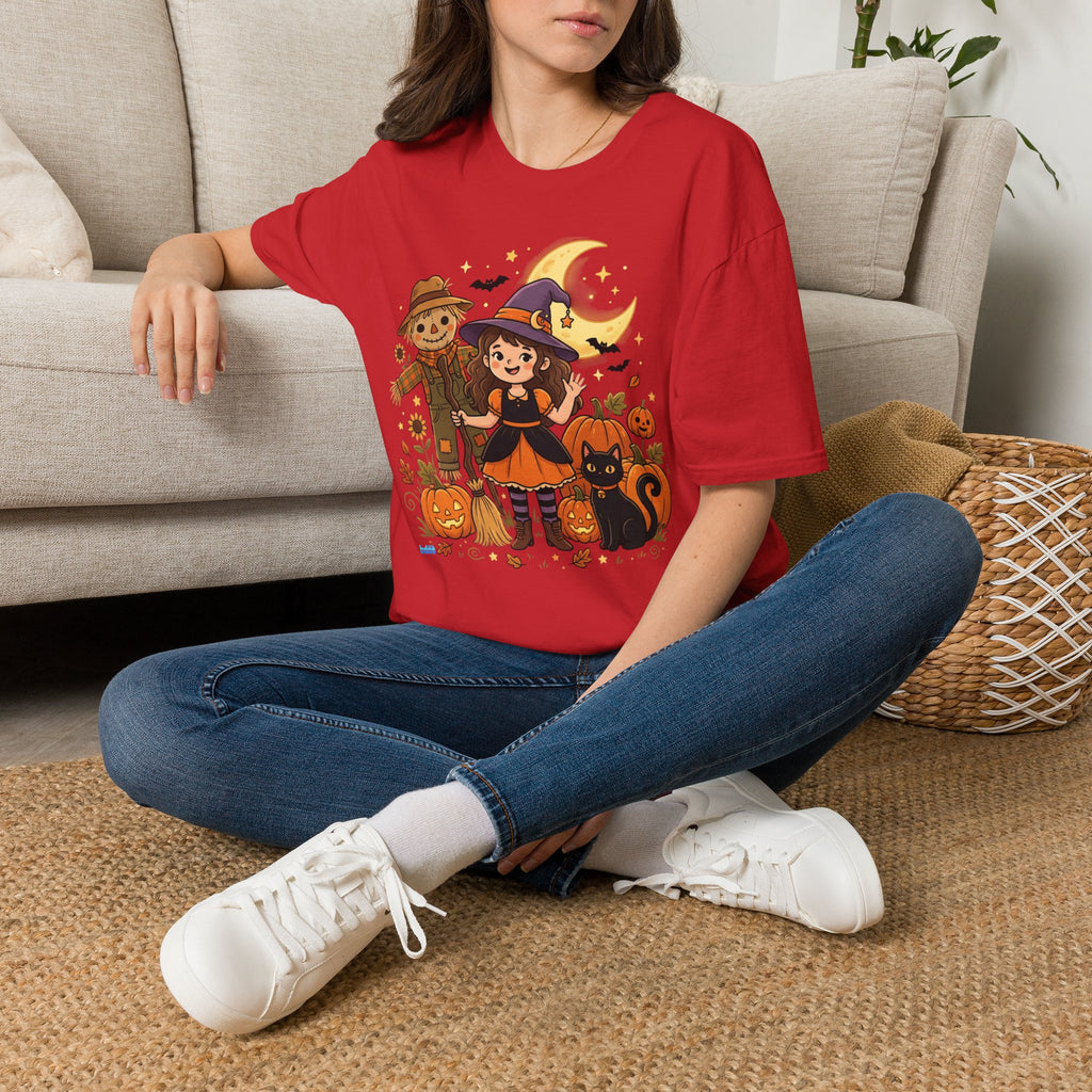 BDOS-Cute Halloween-WTShirt1 - Cute Witch, Black Cat & Pumpkin Fall Tee - Holiday Collection