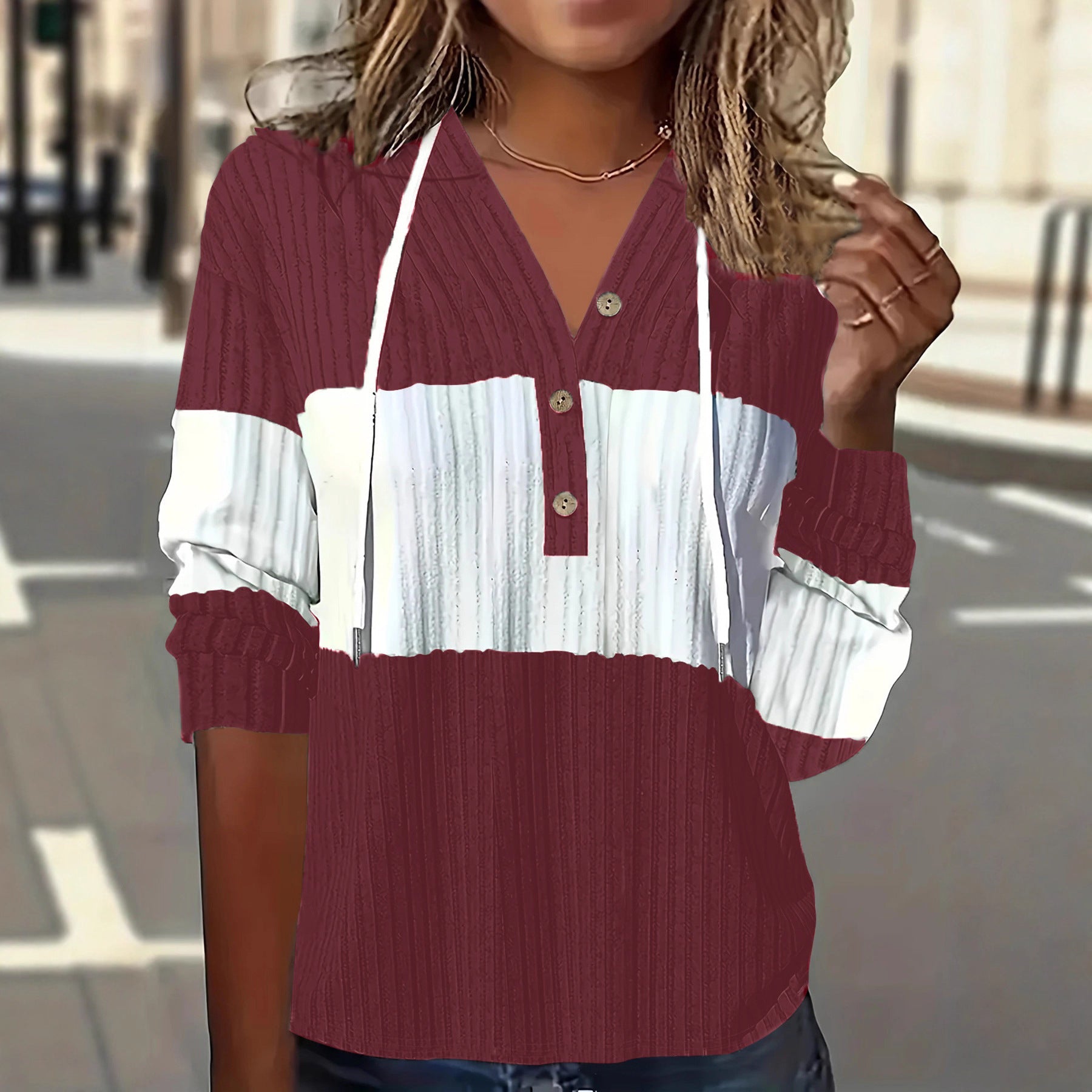 Women's Patchwork Dress with Hooded Long Sleeve Top – Versatile Casual Fashion Outfit