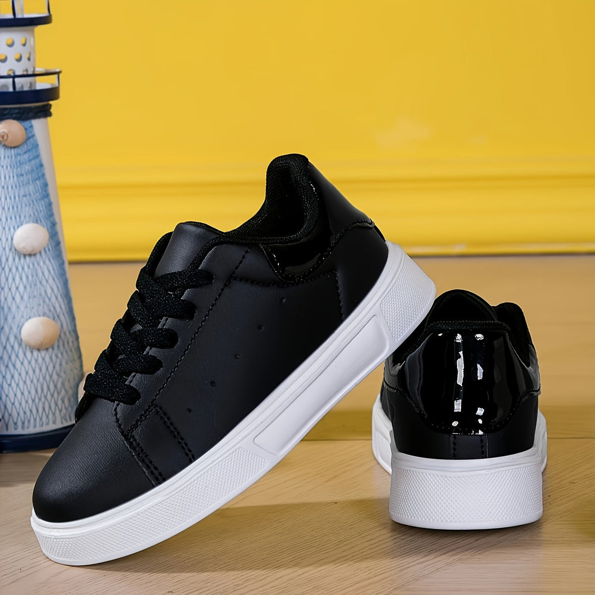 Boys' Low-Top Casual Sneakers – Ultra-Soft Lightweight EVA Sole, PU Upper, Lace-Up Sports Shoes