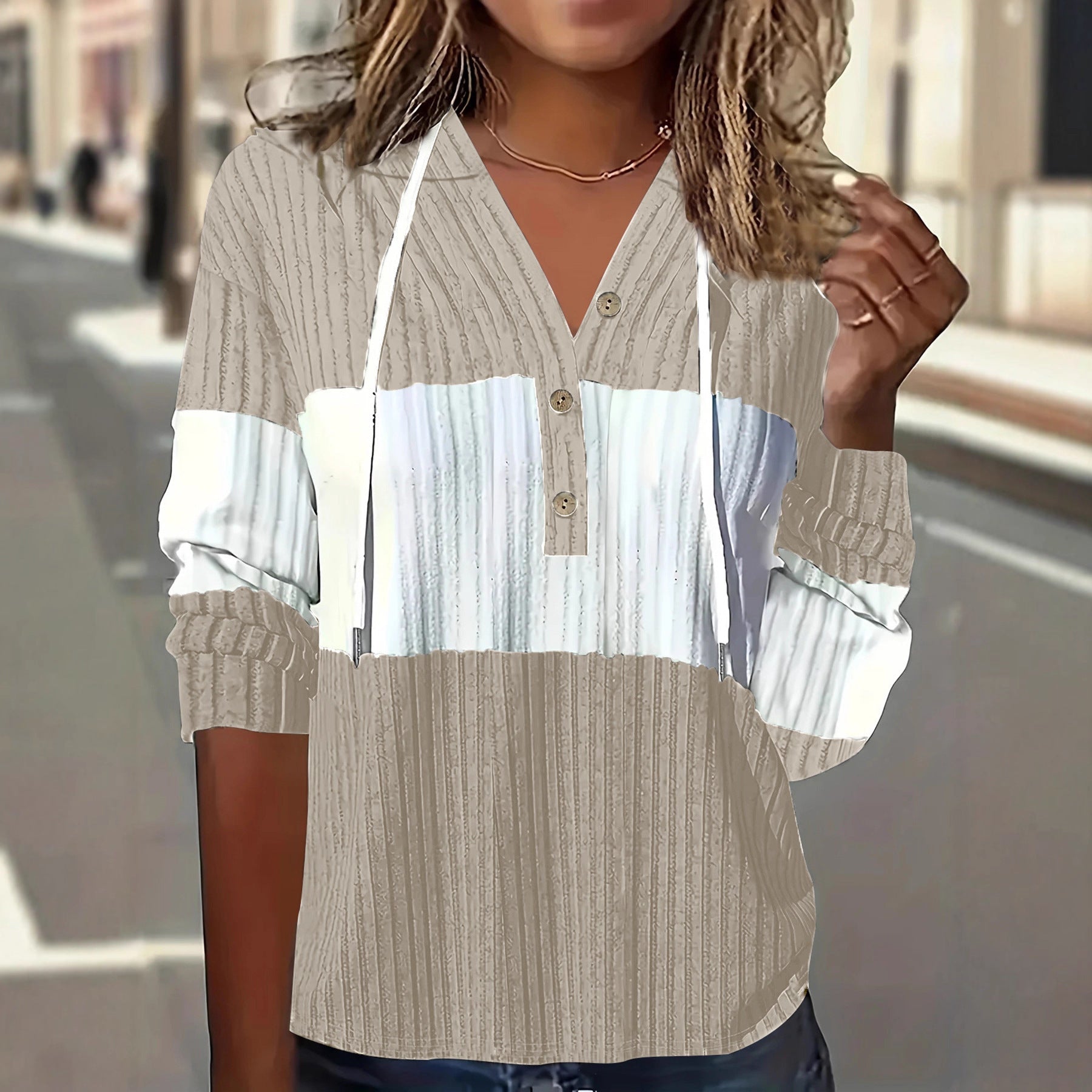 Women's Patchwork Dress with Hooded Long Sleeve Top – Versatile Casual Fashion Outfit