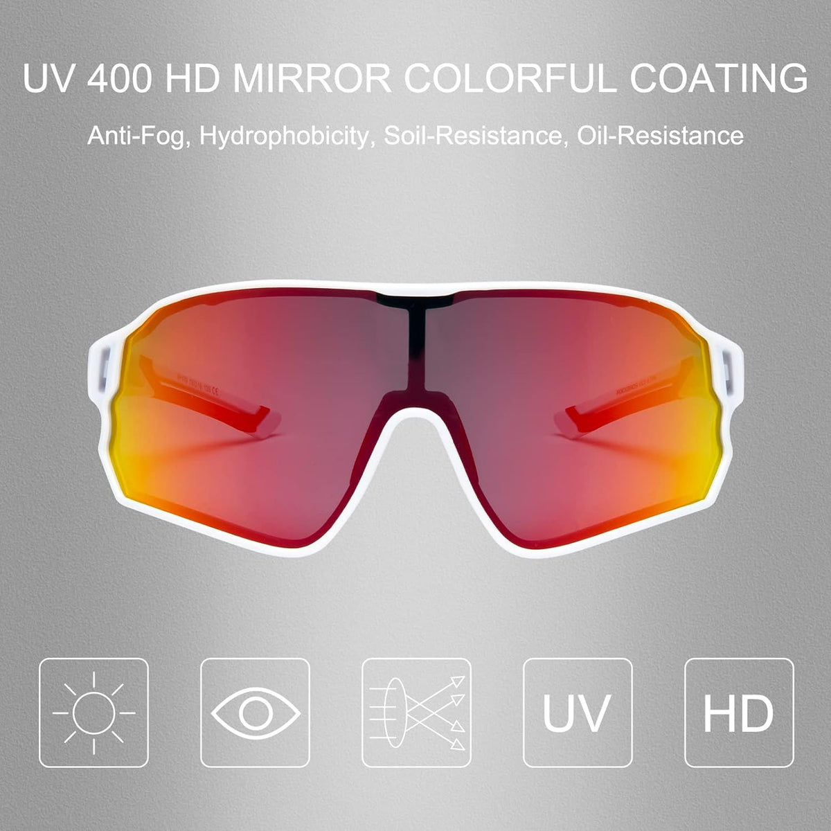 ROCKBROS Polarised Full Lens Sunglasses Cycling Bicycle Glasses Outdoor Sports Eyewear UV400