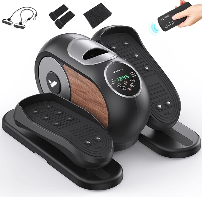 MERACH Under Desk Elliptical Machine, Ellipse Leg Exerciser as Seen on TV for Seniors with Remote Control & 12-Speeds, Quiet Portable Electric Seated Pedal Exerciser Machine for Home Office