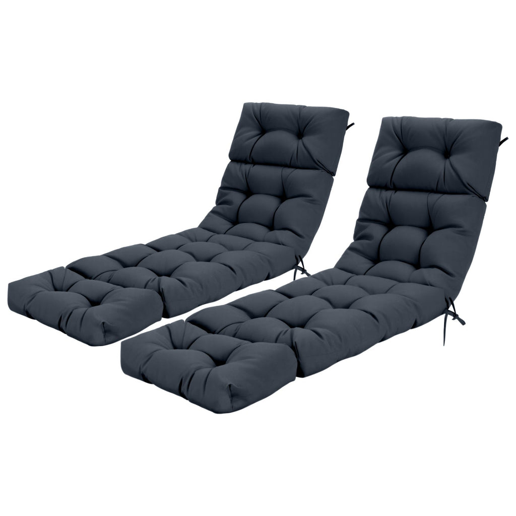 Outdoor Lounge Chaise Cushion Set of 2 (Chairs NOT included) - 73x22 Inch High Back