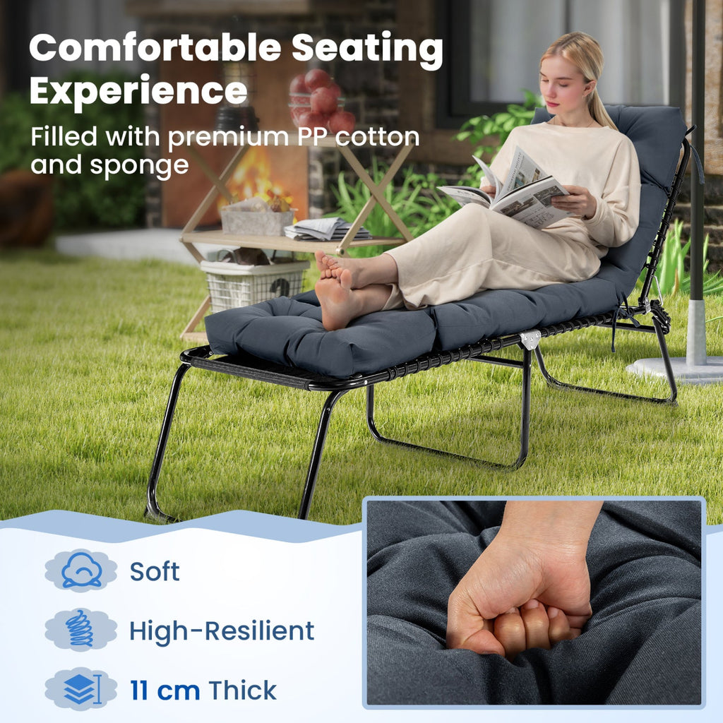 Outdoor Lounge Chaise Cushion Set of 2 (Chairs NOT included) - 73x22 Inch High Back