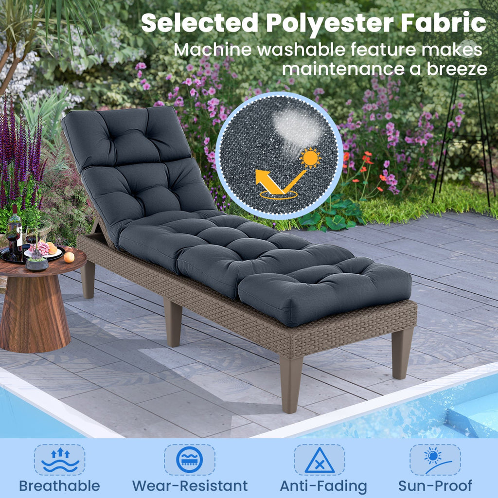 Outdoor Lounge Chaise Cushion Set of 2 (Chairs NOT included) - 73x22 Inch High Back