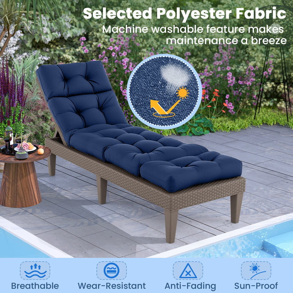 Outdoor Lounge Chaise Cushion Set of 2 (Chairs NOT included) - 73x22 Inch High Back