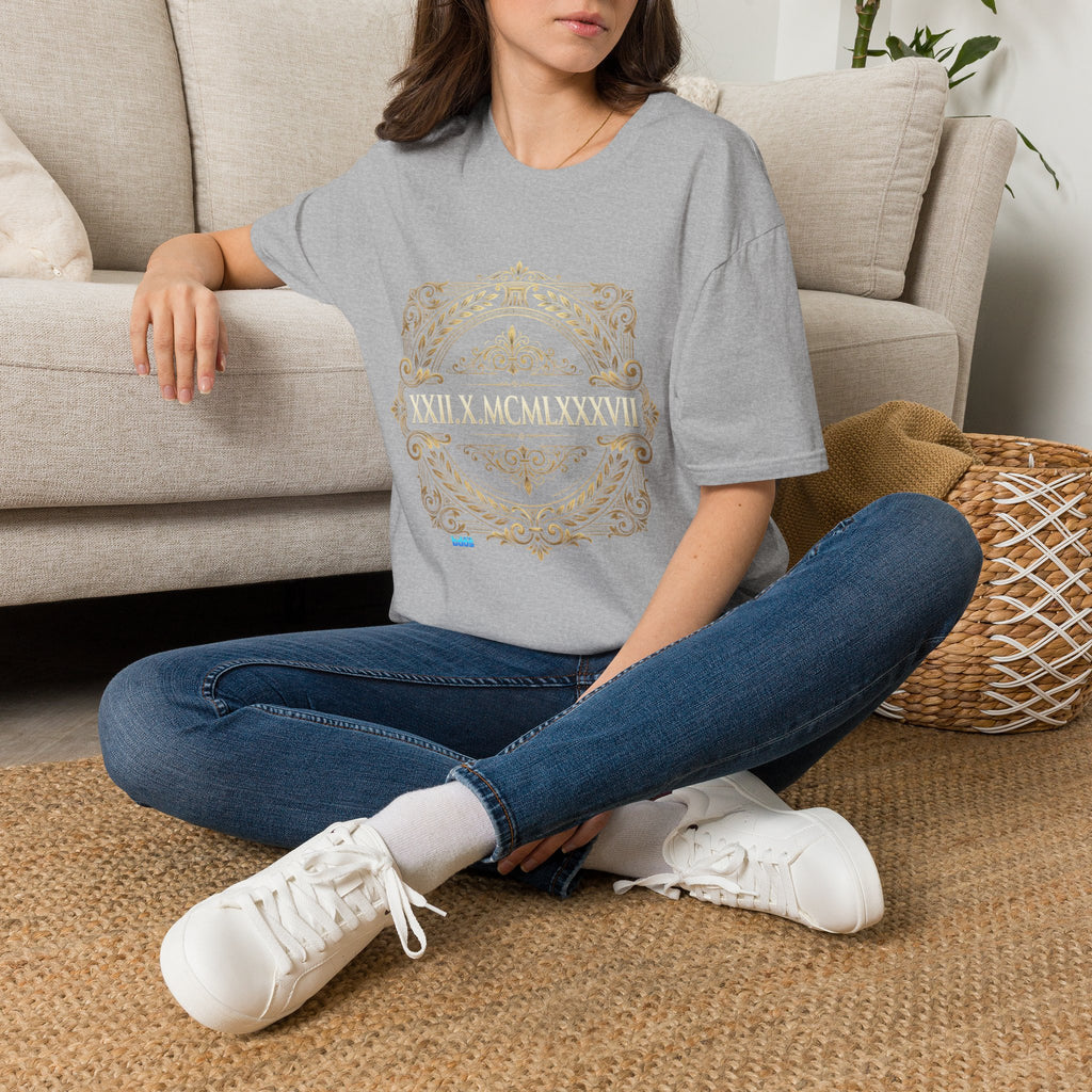 BDOS-Roman Numeral-UTShirt1 — Vintage Gold Ornate Crest "All Things" Design