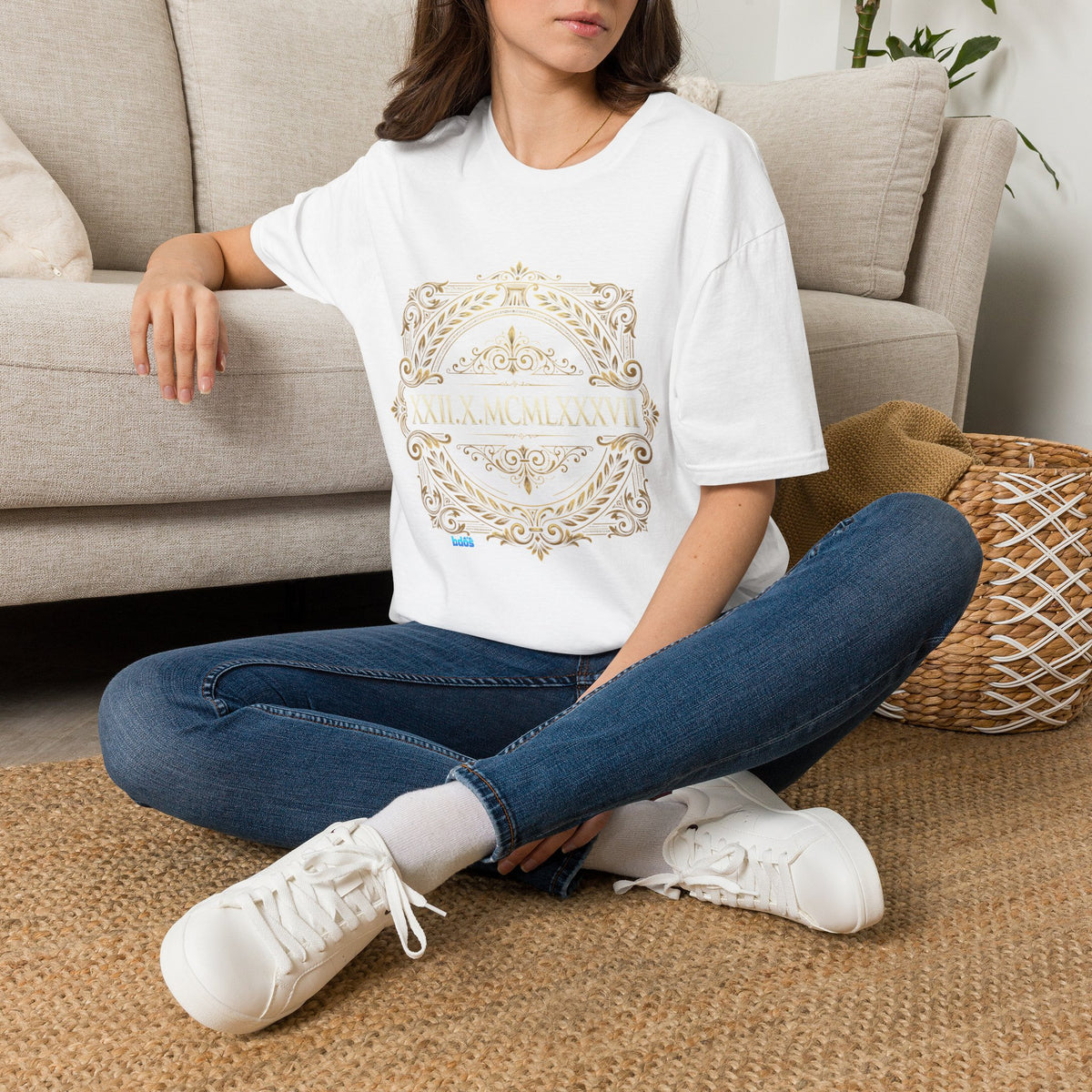 BDOS-Roman Numeral-UTShirt1 — Vintage Gold Ornate Crest "All Things" Design