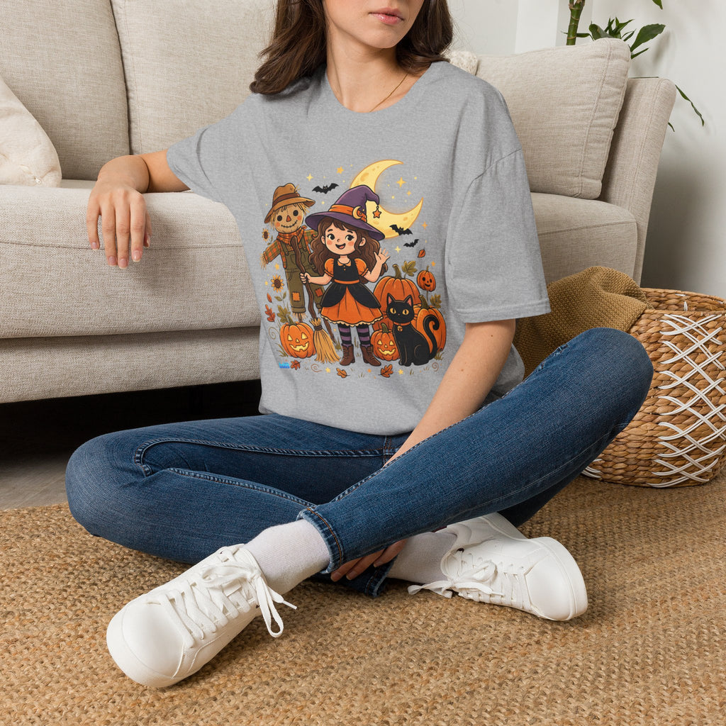 BDOS-Cute Halloween-WTShirt1 - Cute Witch, Black Cat & Pumpkin Fall Tee - Holiday Collection