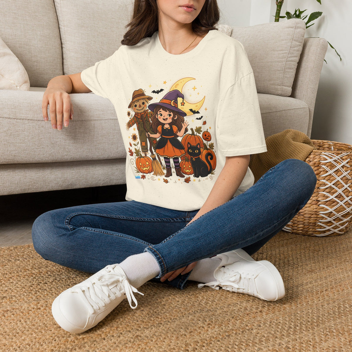 BDOS-Cute Halloween-WTShirt1 - Cute Witch, Black Cat & Pumpkin Fall Tee - Holiday Collection