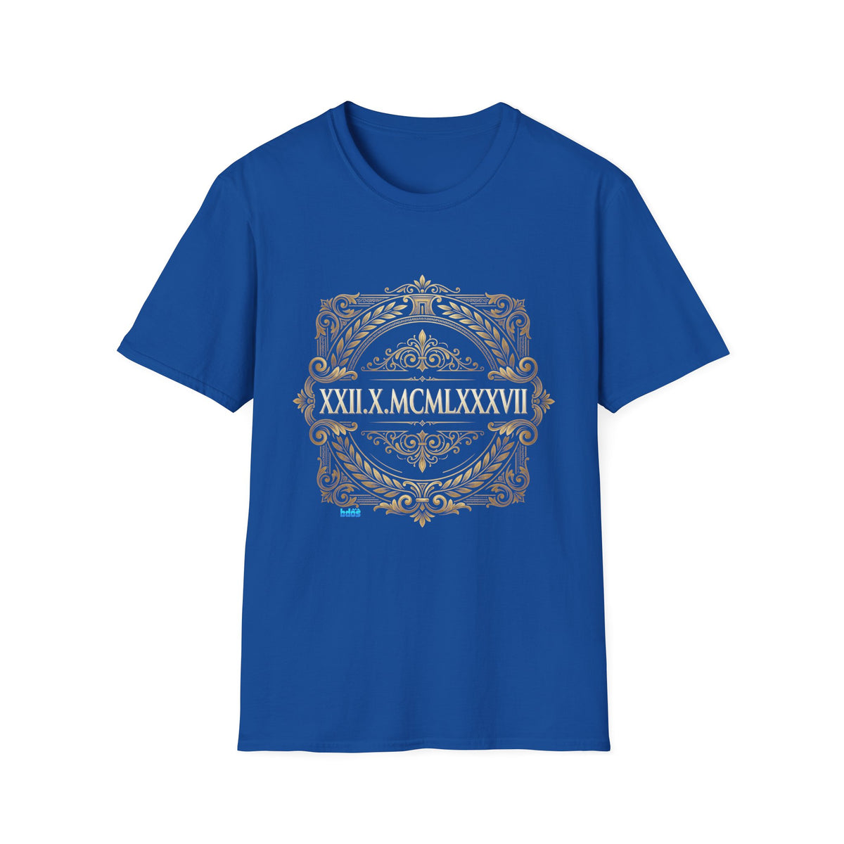 BDOS-Roman Numeral-UTShirt1 — Vintage Gold Ornate Crest "All Things" Design