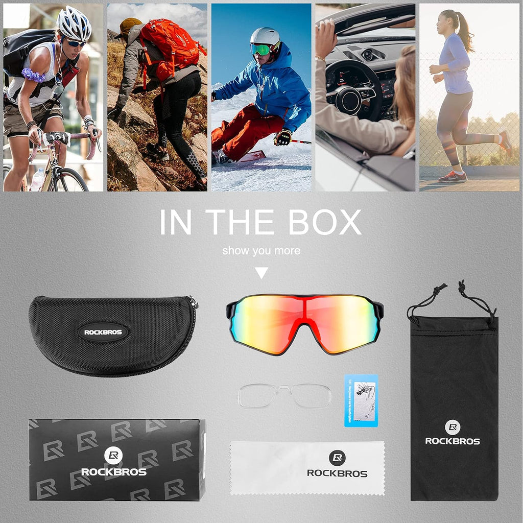 ROCKBROS Polarised Full Lens Sunglasses Cycling Bicycle Glasses Outdoor Sports Eyewear UV400