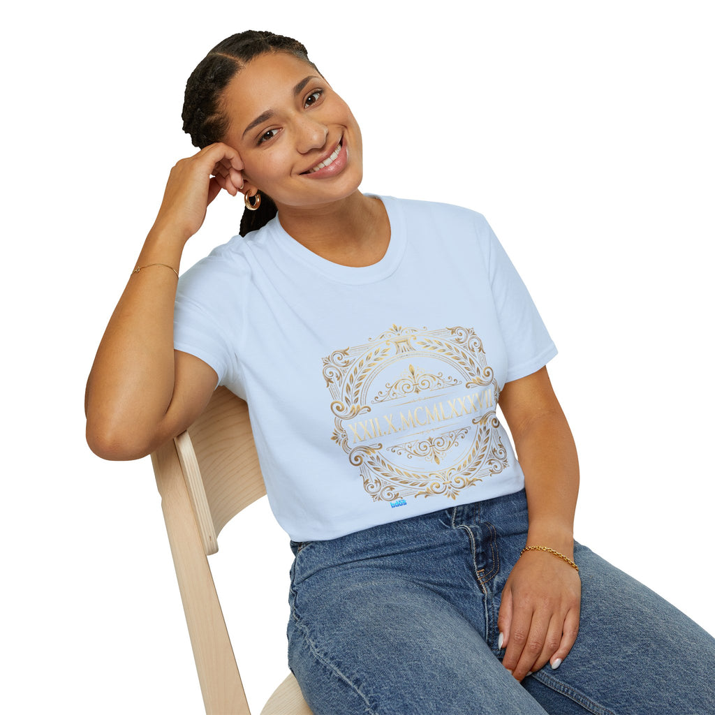 BDOS-Roman Numeral-UTShirt1 — Vintage Gold Ornate Crest "All Things" Design
