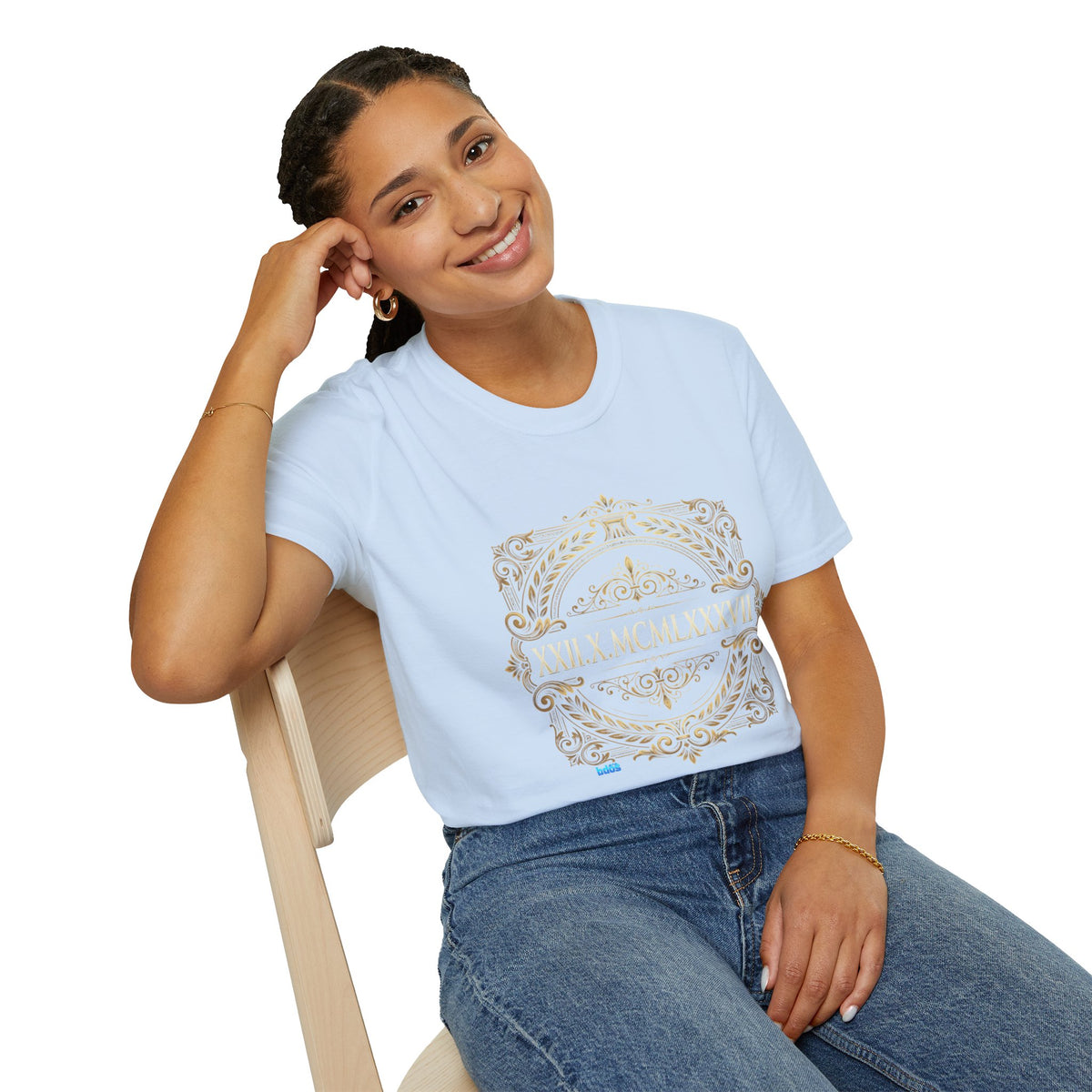 BDOS-Roman Numeral-UTShirt1 — Vintage Gold Ornate Crest "All Things" Design