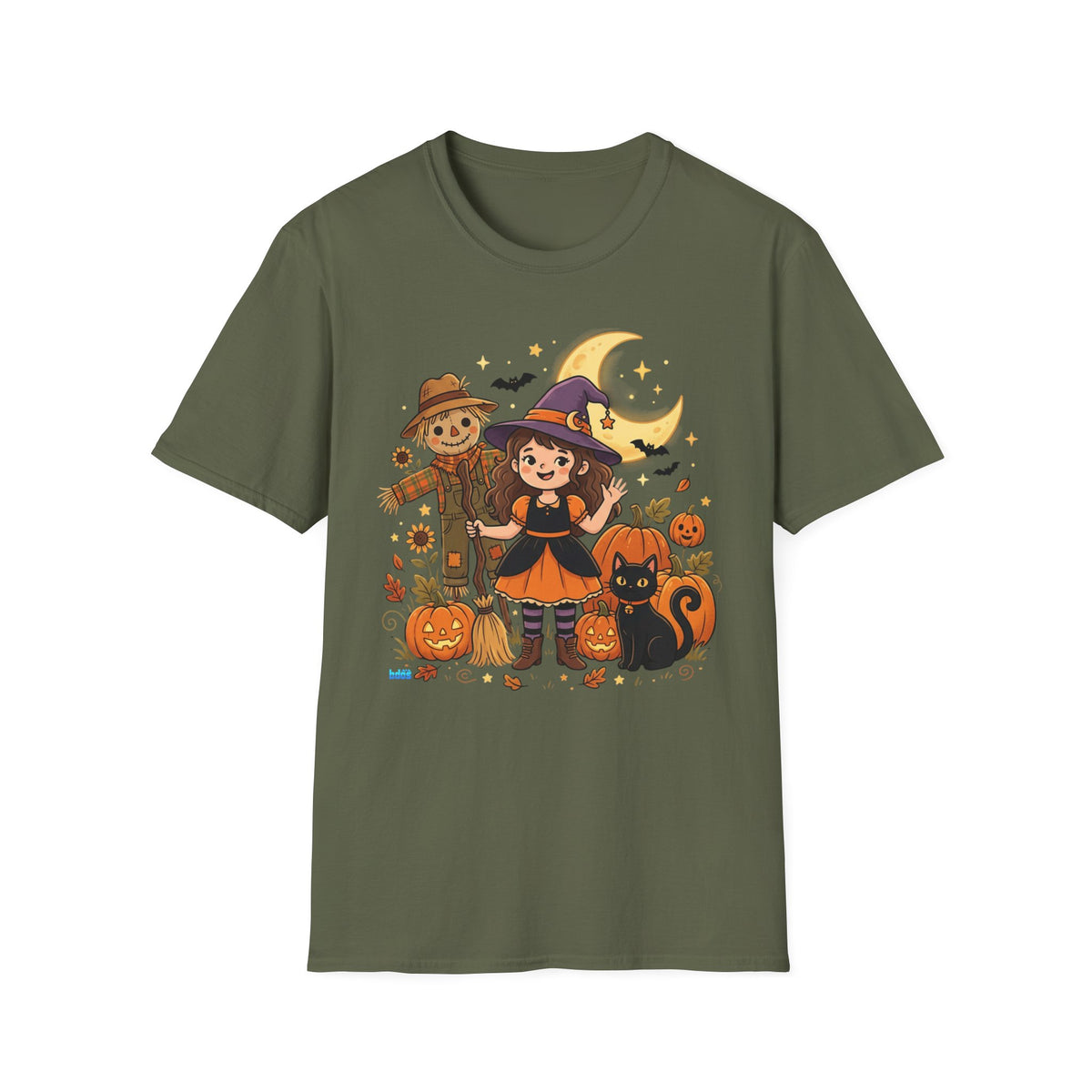BDOS-Cute Halloween-WTShirt1 - Cute Witch, Black Cat & Pumpkin Fall Tee - Holiday Collection