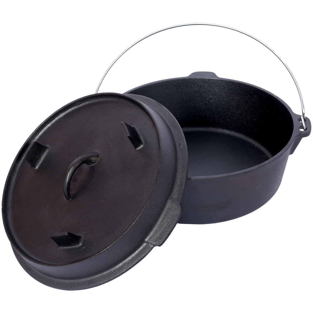 Pre-Seasoned Cast Dutch Oven with Skillet Lid and Pot Rack