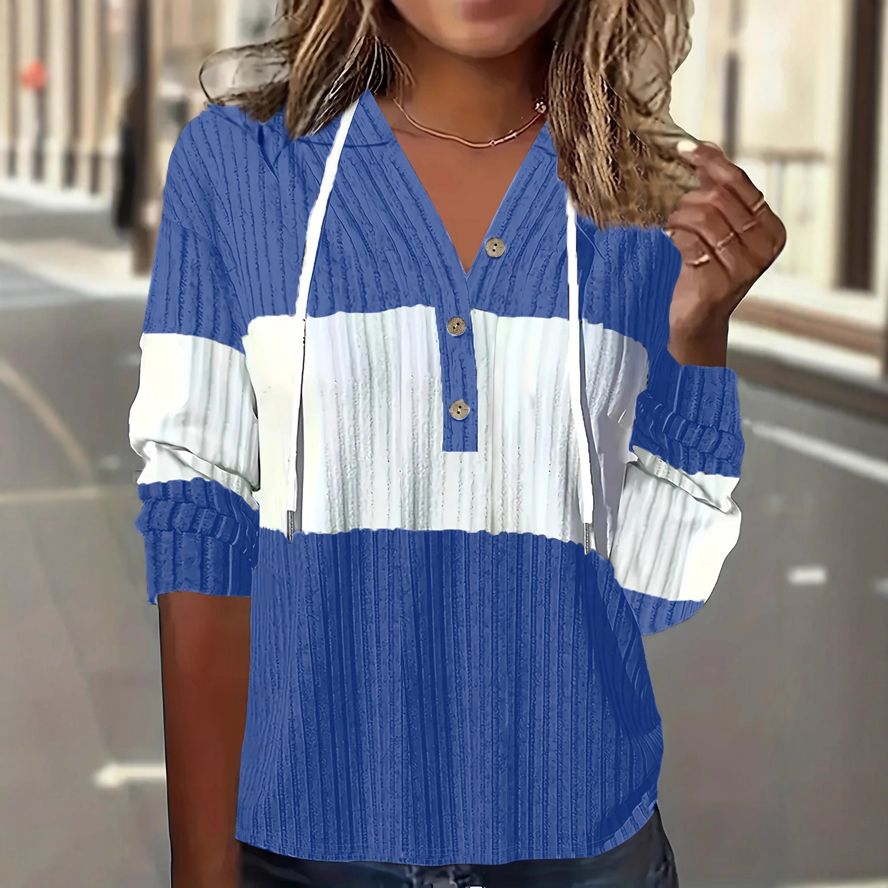 Women's Patchwork Dress with Hooded Long Sleeve Top – Versatile Casual Fashion Outfit