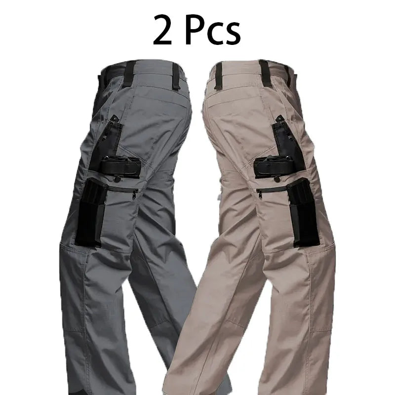 2Pcs Men Tactical Pants Multiple Pockets Outdoor Sports Pants