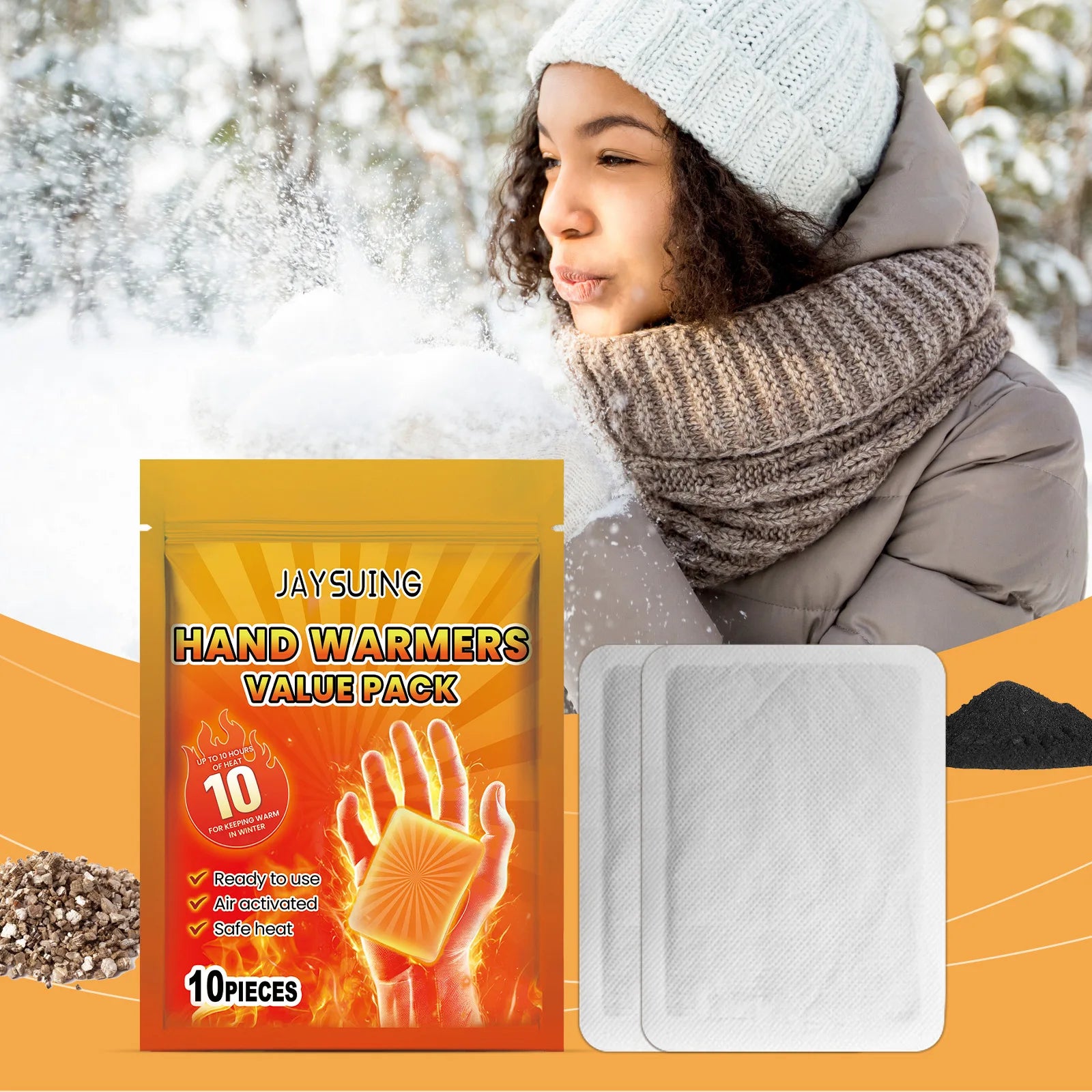 10pcs Warmer Pack Stickers Lasting Heating Self Adhesive Body Hand Warmers