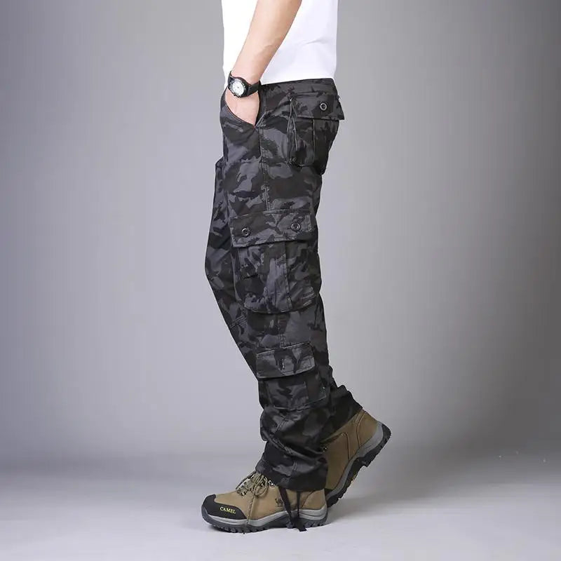 Men's Tactical Camouflage Overalls High-Quality Cotton Multi-Pocket Trousers Sports Training Casual Work Pants from China