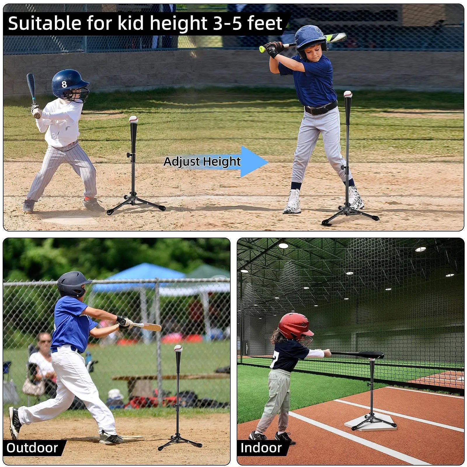 Foldable Baseball Batting Tee Tripod Adjustable Tripod Stand Tee for Hitting Training Practice Portable