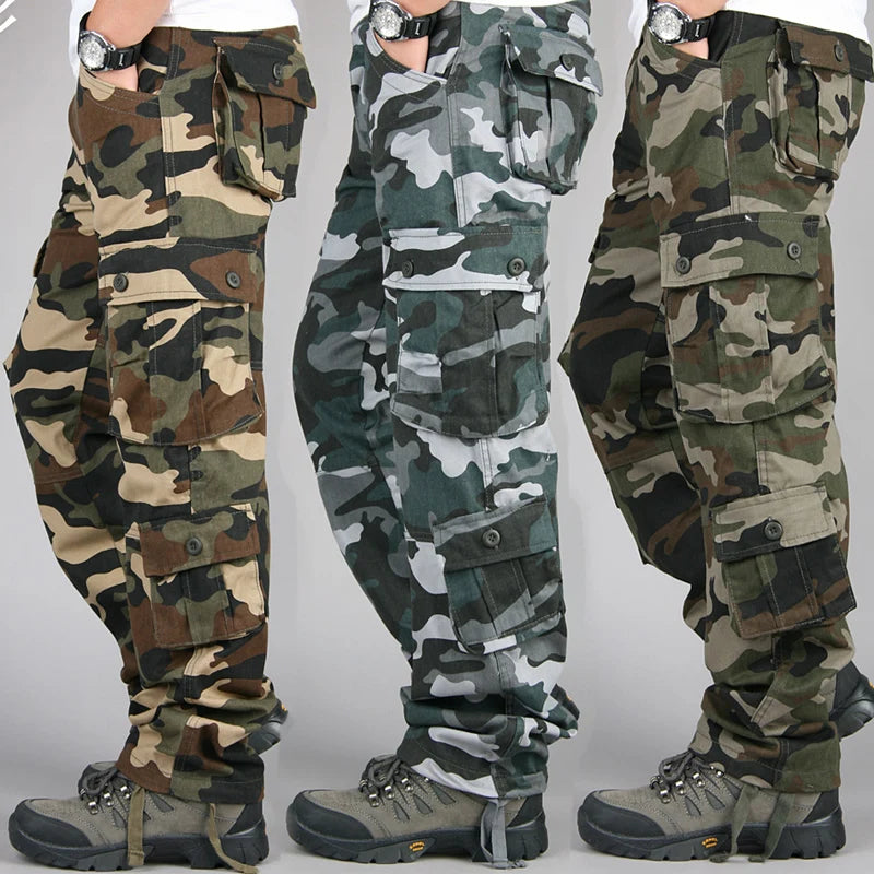 Men's Tactical Camouflage Overalls High-Quality Cotton Multi-Pocket Trousers Sports Training Casual Work Pants from China