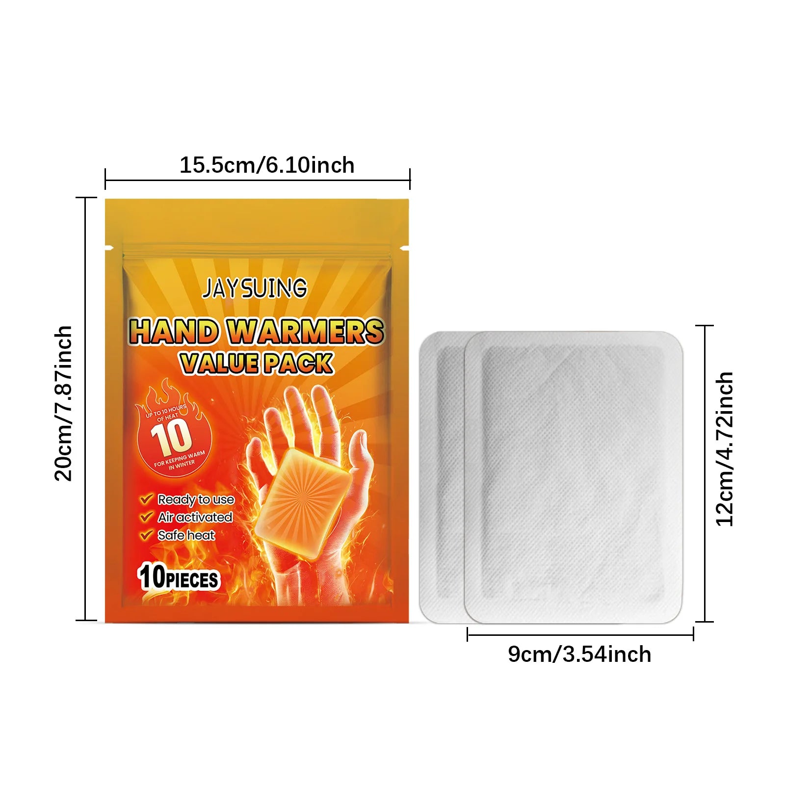 10pcs Warmer Pack Stickers Lasting Heating Self Adhesive Body Hand Warmers